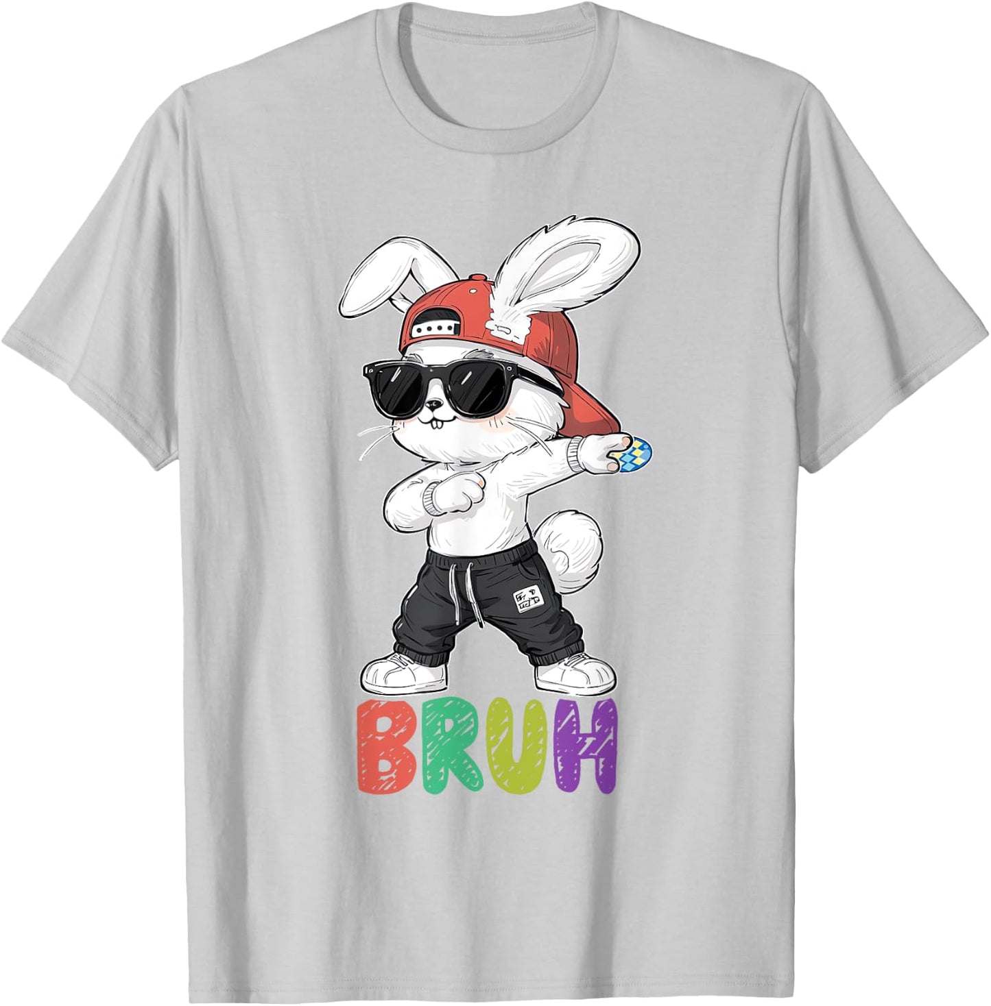 Bruh Meme Easter Day Dabbing Bunny Easter Bruh Boys Kids T-Shirt - T-Shirt | Ash