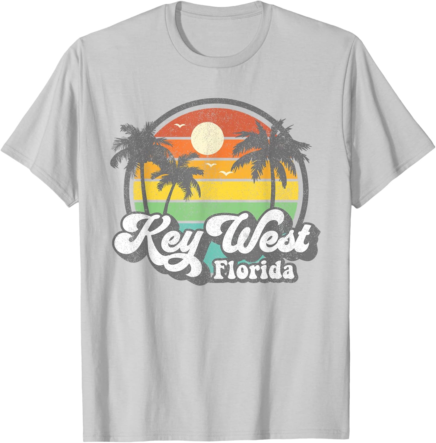 Vintage Key West Florida Keys Retro 70's Beach Vacation Gift T-Shirt - T-Shirt | Ash