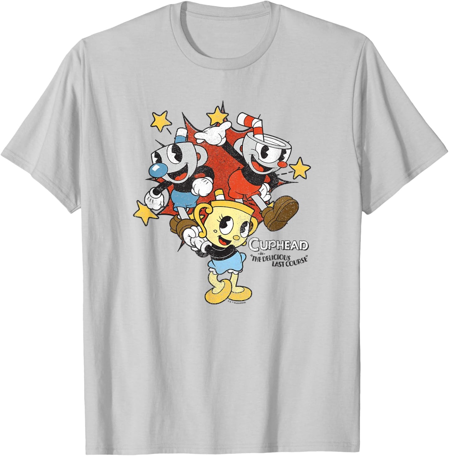 Cuphead: The Delicious Last Course Characters Group Shot T-Shirt - T-Shirt | Ash