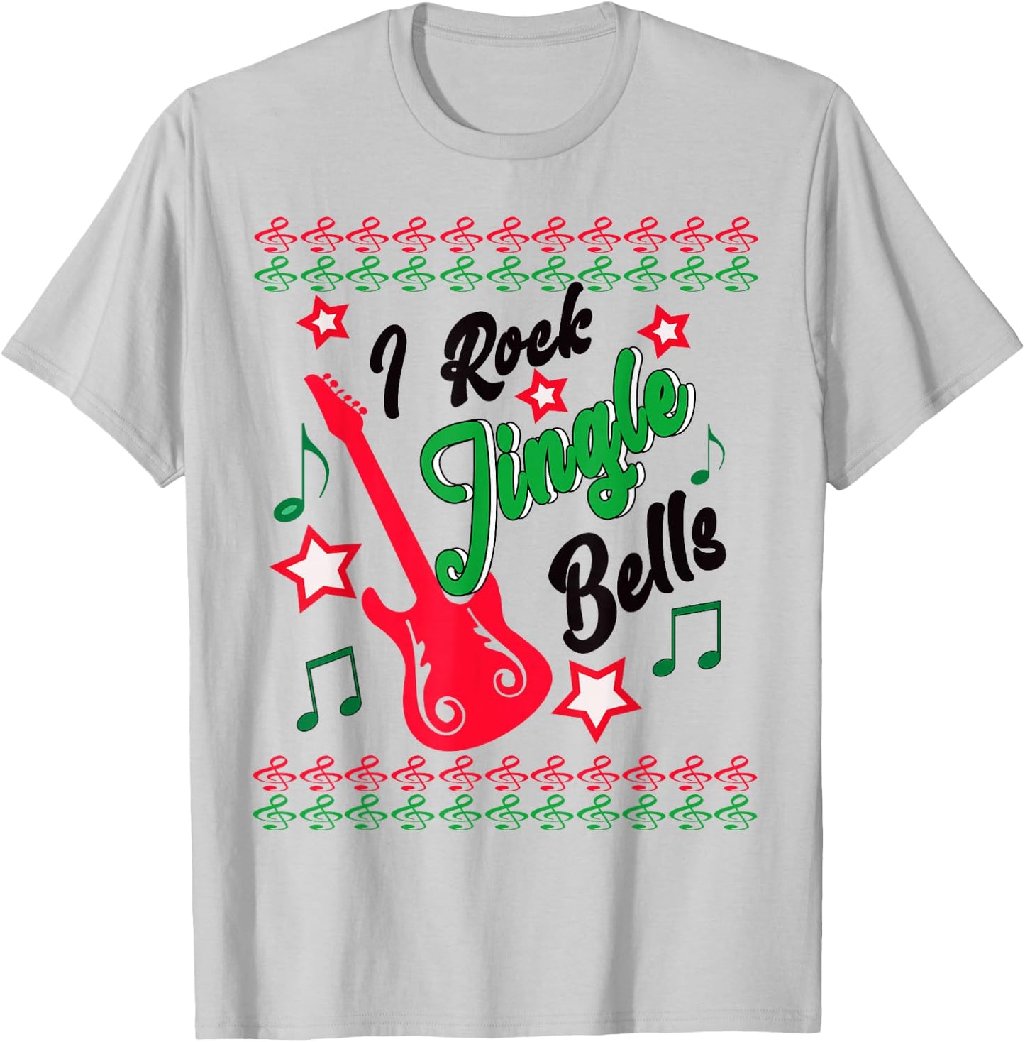 Ugly Christmas Clothing Rock Jingle Bells Holiday Music T-Shirt - T-Shirt | Ash