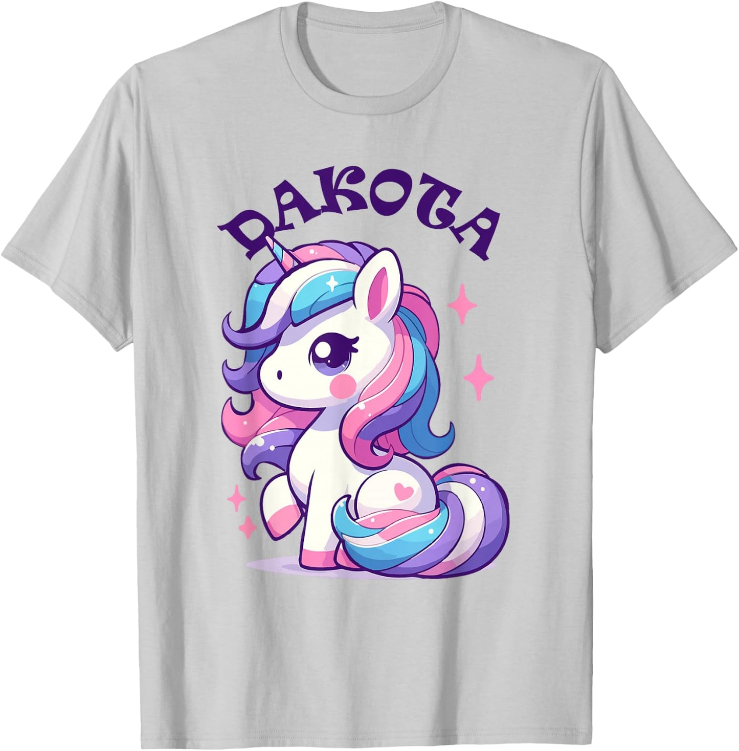 Dakota Cute Unicorn Design for Girls Name Dakota T-Shirt - T-Shirt | Ash