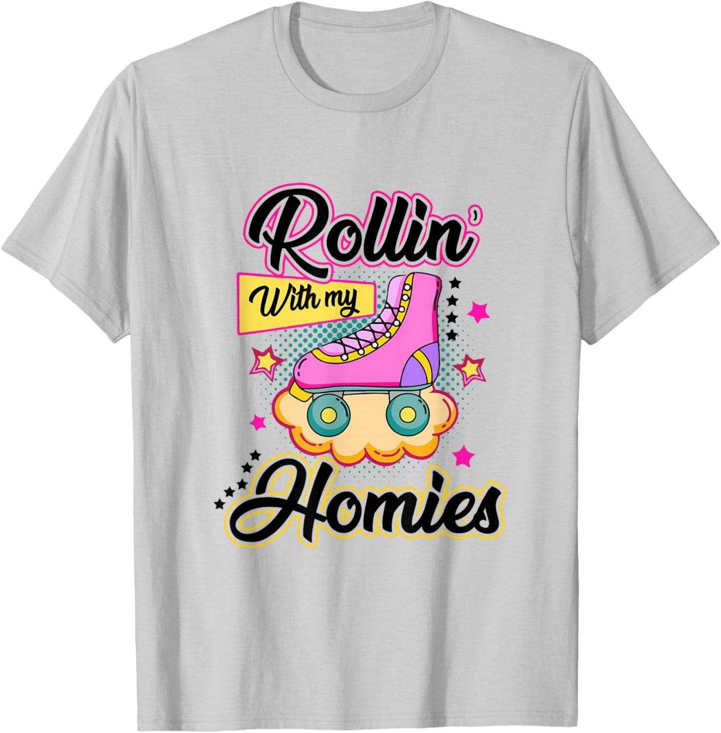 Rolling With My Homies Roller Skates Girls 2 T-Shirt - T-Shirt | Ash