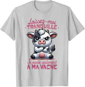 Funny Cow Woman Girl Child Talk to My Cow , white, S T-Shirt - T-Shirt | Ash