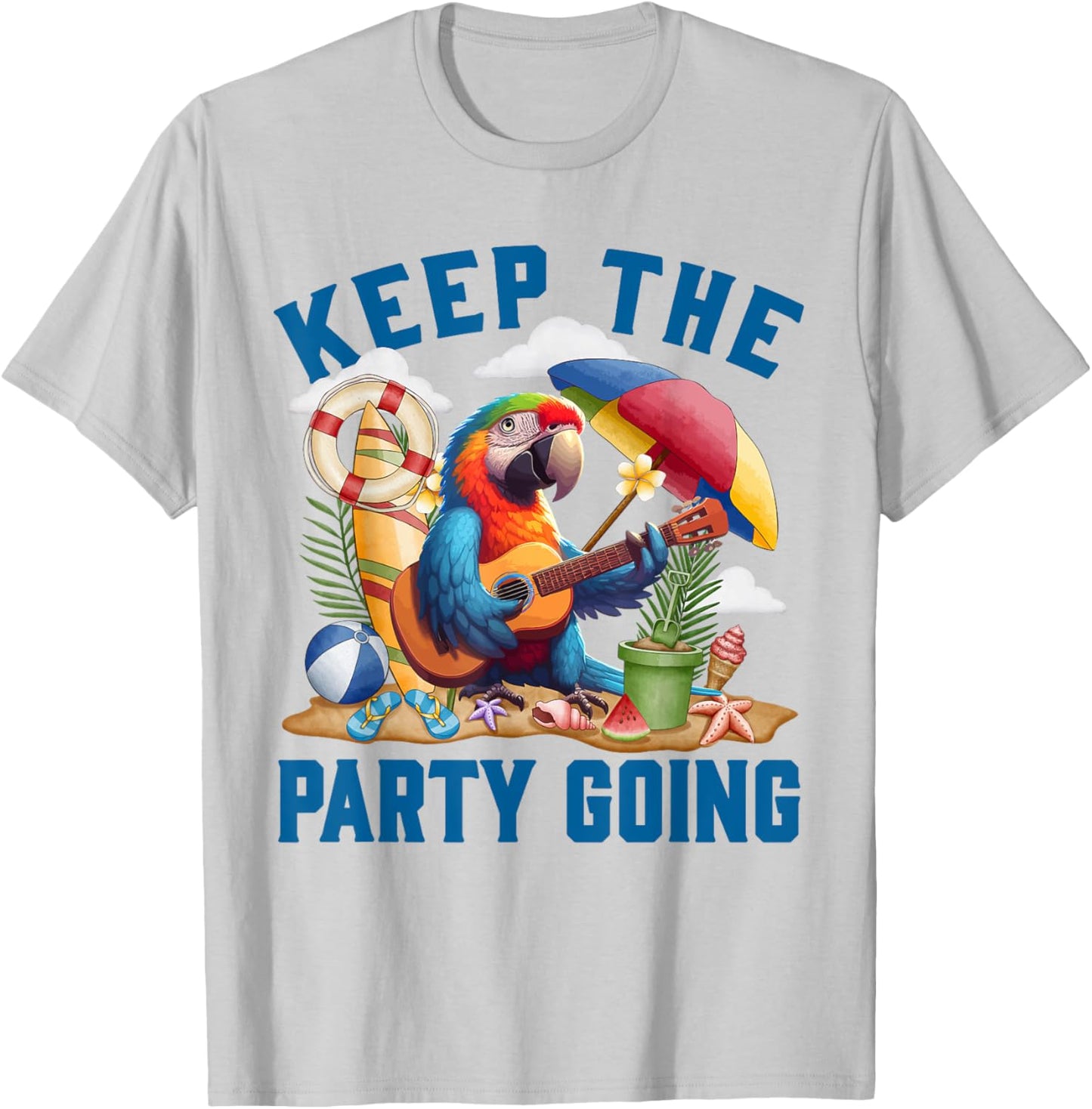 Keep the Party Going Funny Parrot Tribute T-Shirt - T-Shirt | Ash