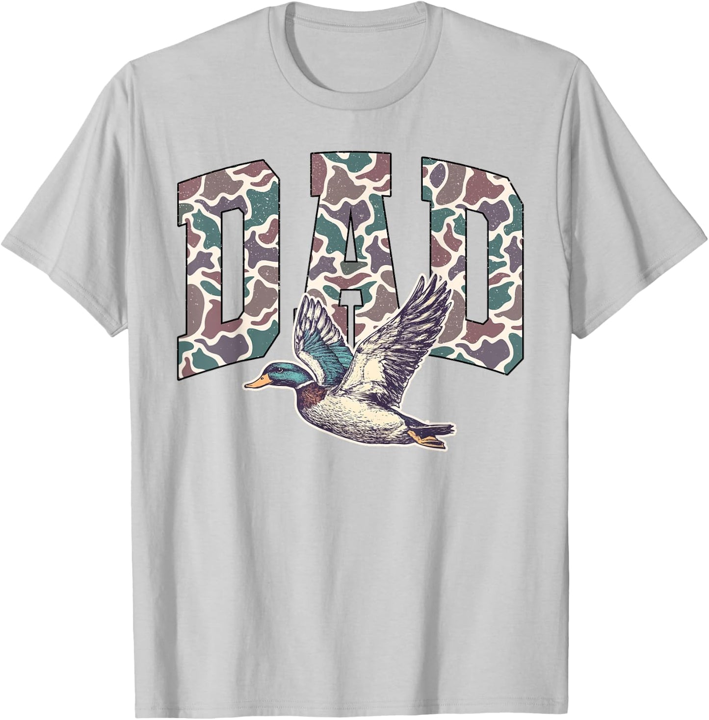 Retro Hunting Dad Waterfowl Duck Camouflage Camo Duck Dove T-Shirt - T-Shirt | Ash
