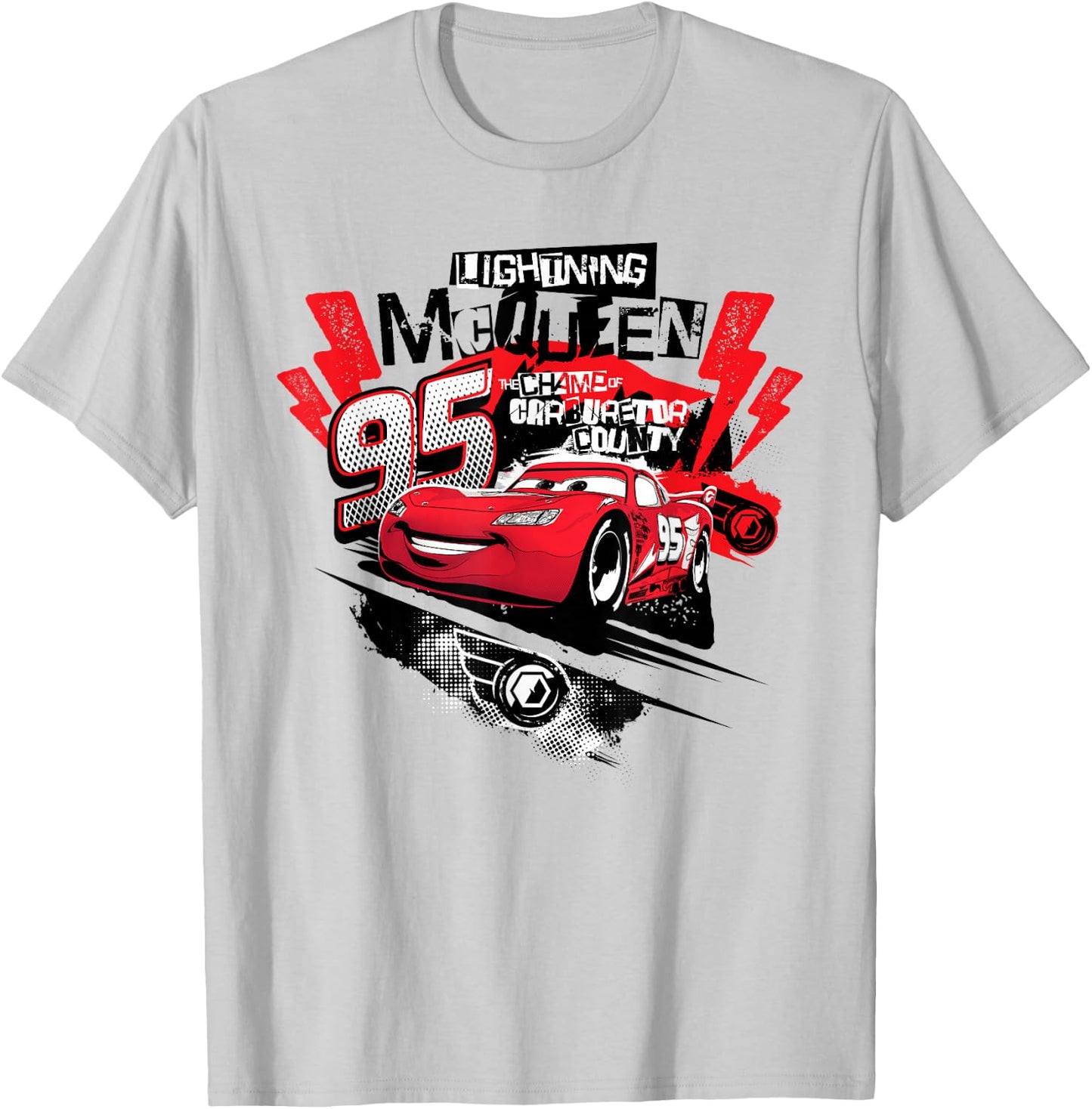 Cars Lightning McQueen Collage , White T-Shirt - T-Shirt | Ash