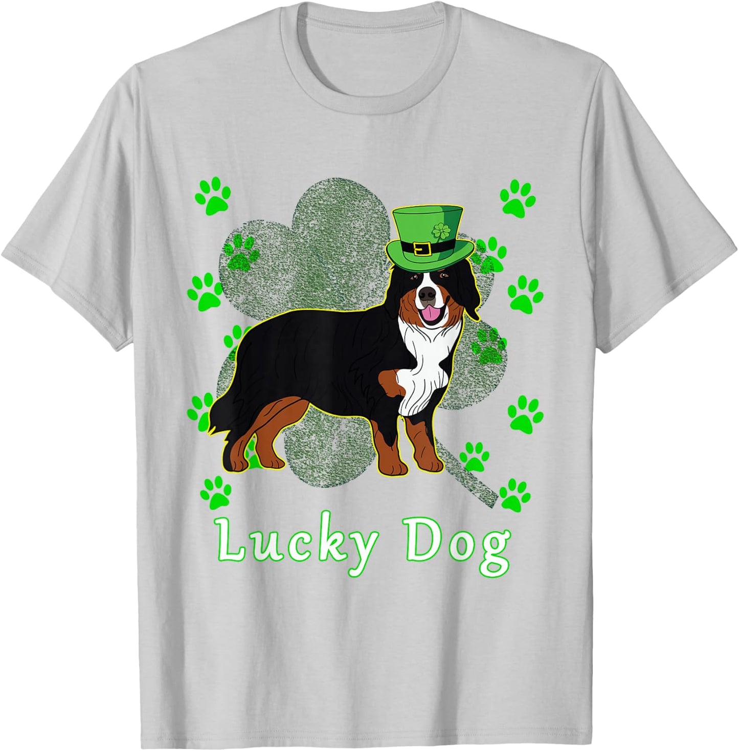 St Patricks Day Dog T Shirt Bernese Mountain Dog Men Women Kids T-Shirt - T-Shirt | Ash