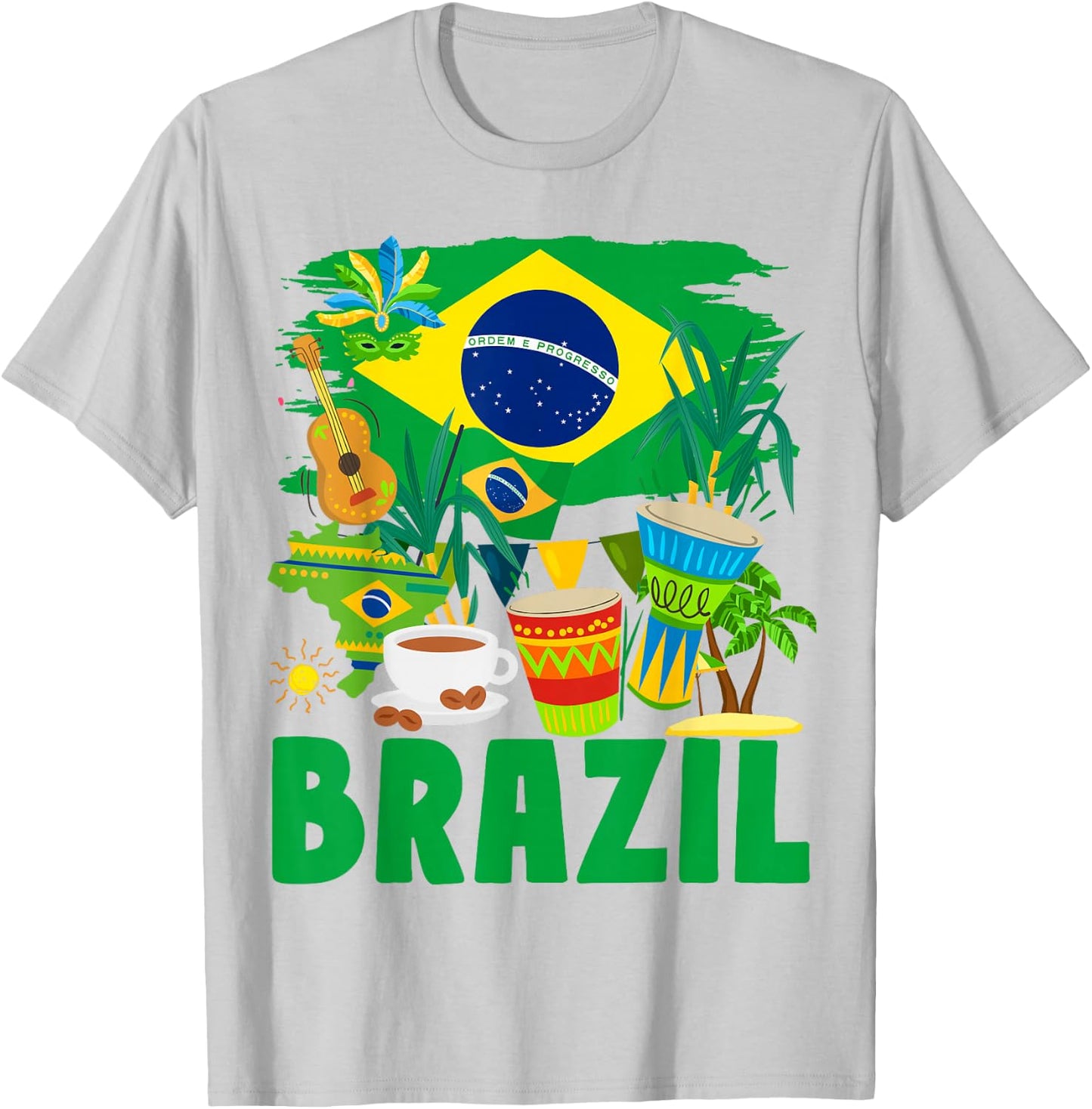 Brazil Flag - Outfit Idea for Children - Flag of Brazil and Brazil , Yellow, S T-Shirt - T-Shirt | Ash