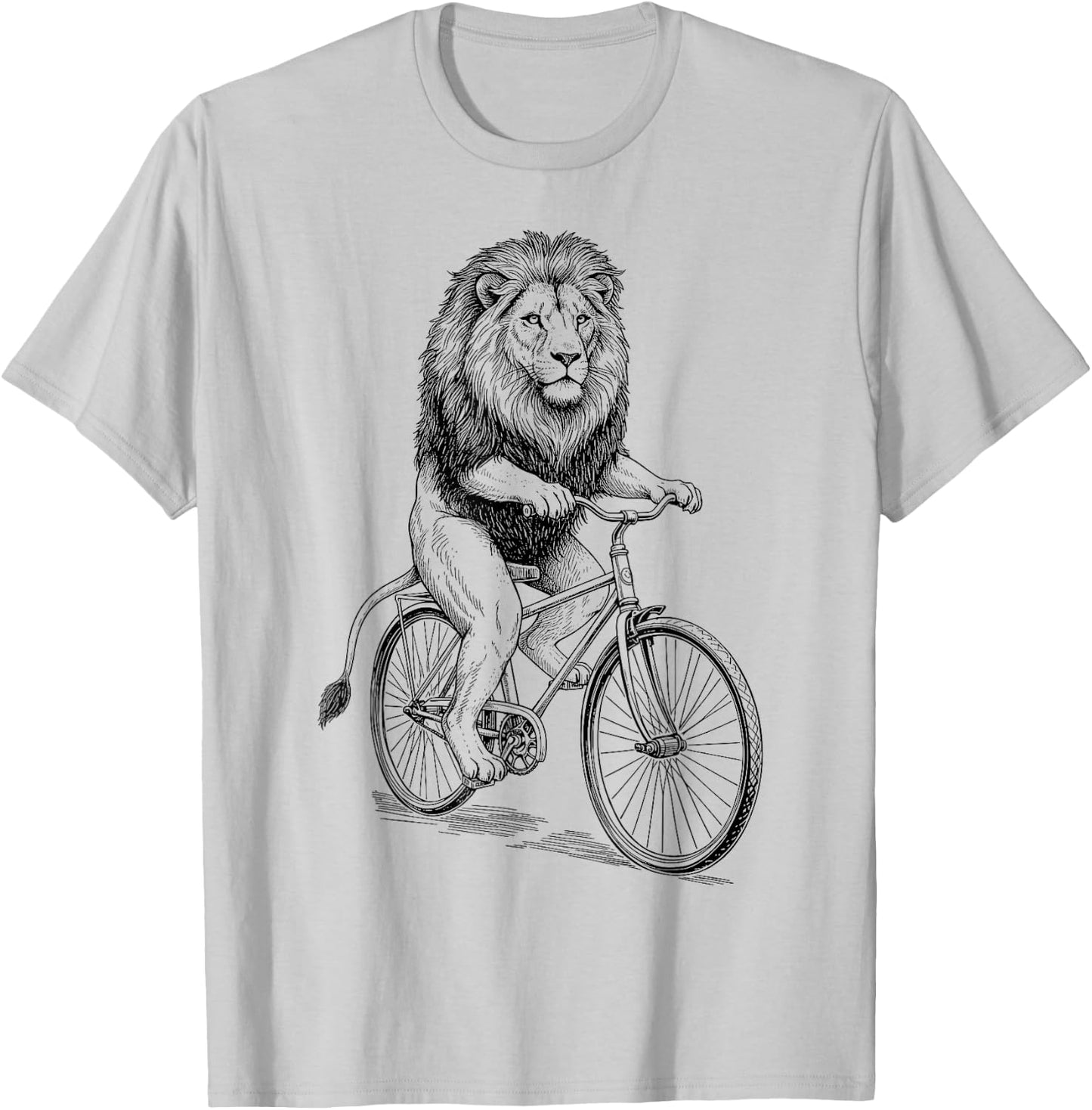 Vintage Lion Cat Shaped Cycling T-Shirt - T-Shirt | Ash