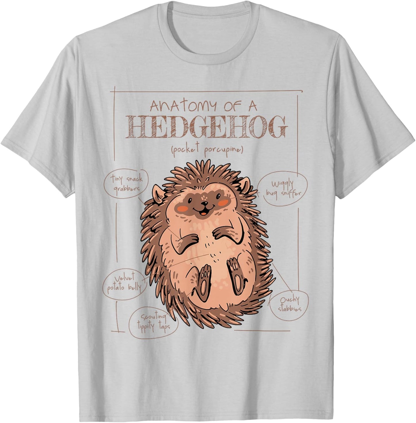 Anatomy of a Hedgehog - Pocket Porcupine T-Shirt - T-Shirt | Ash