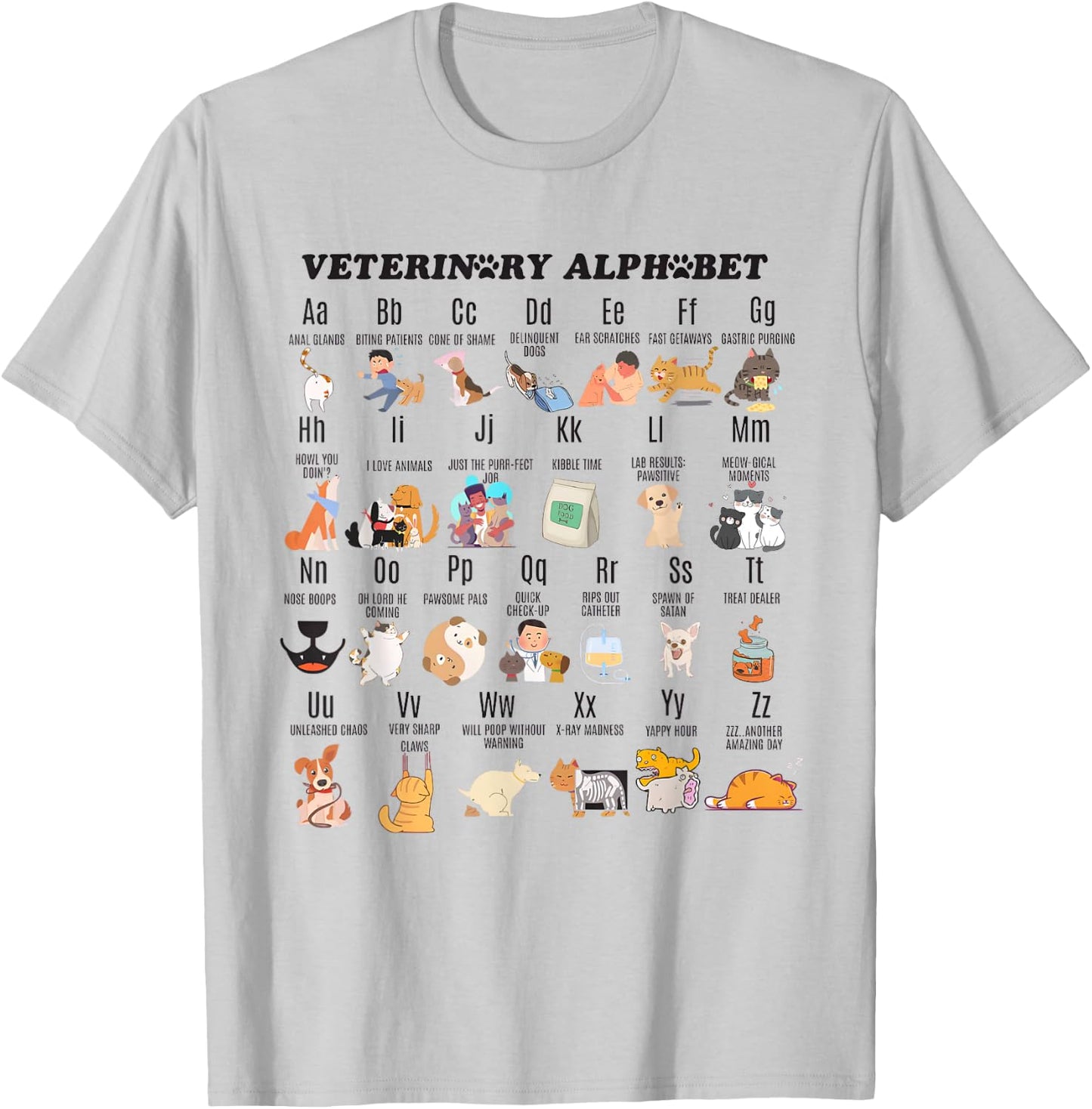 Veterinary Medicine Alphabet Veterinarian Veterinary Student T-Shirt - T-Shirt | Ash