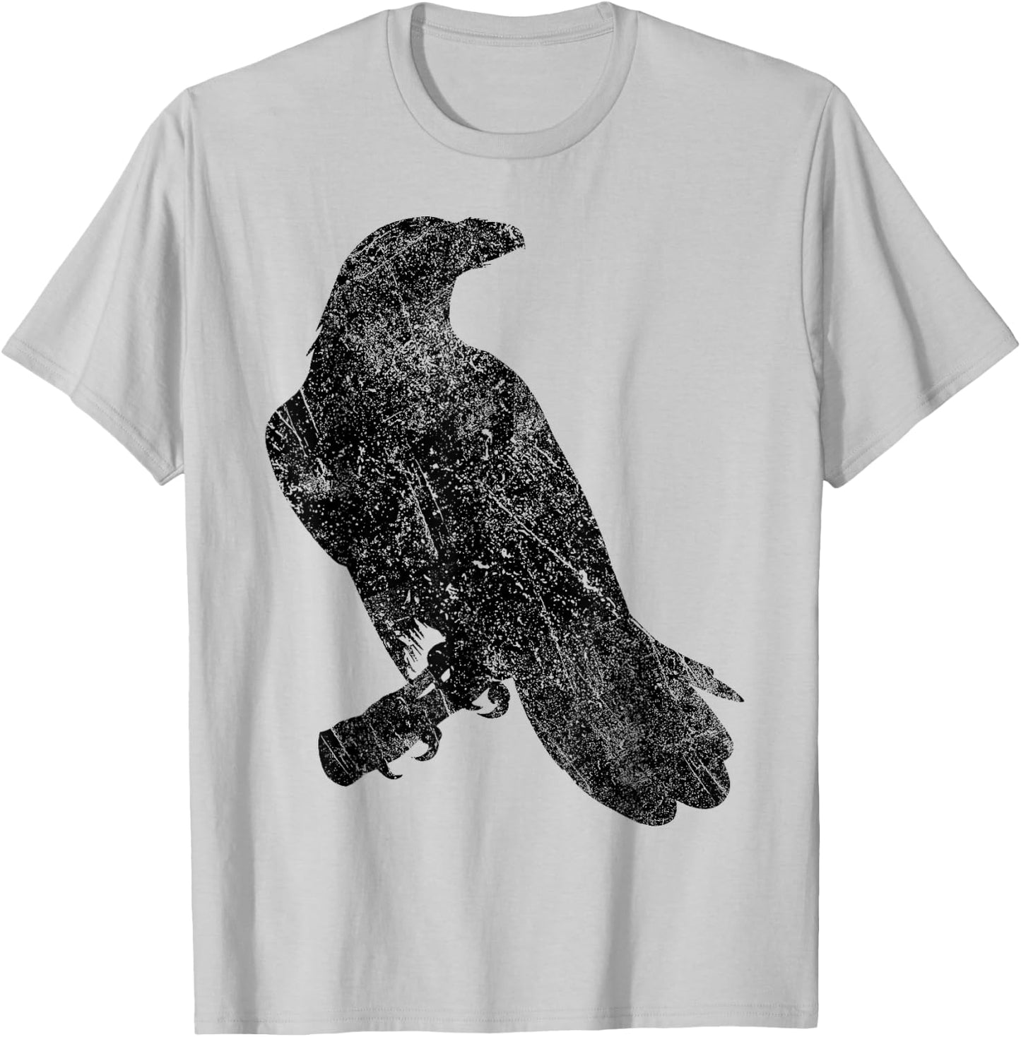 Beautiful raven silhouette black crow distressed vintage T-Shirt - T-Shirt | Ash
