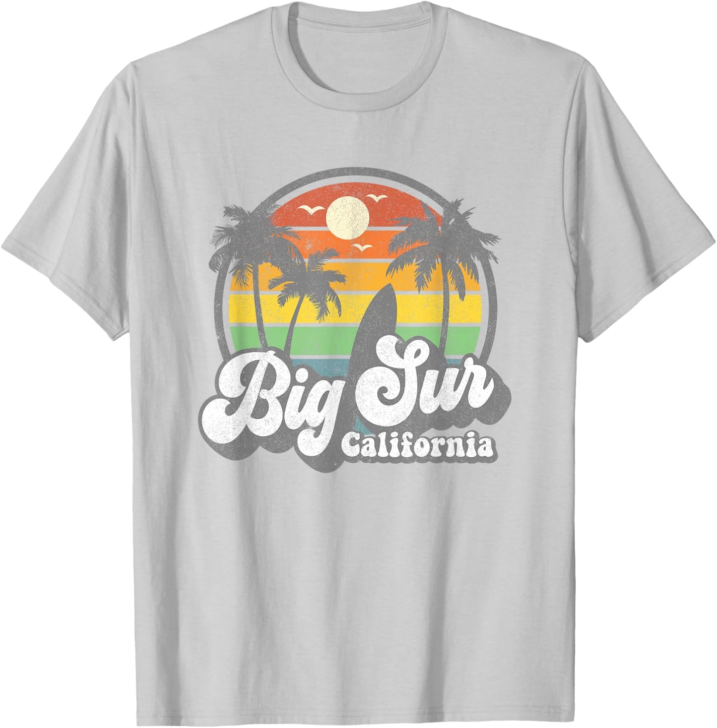 Big Sur California Beach Vacation Retro Surfing Summer Gift T-Shirt - T-Shirt | Ash