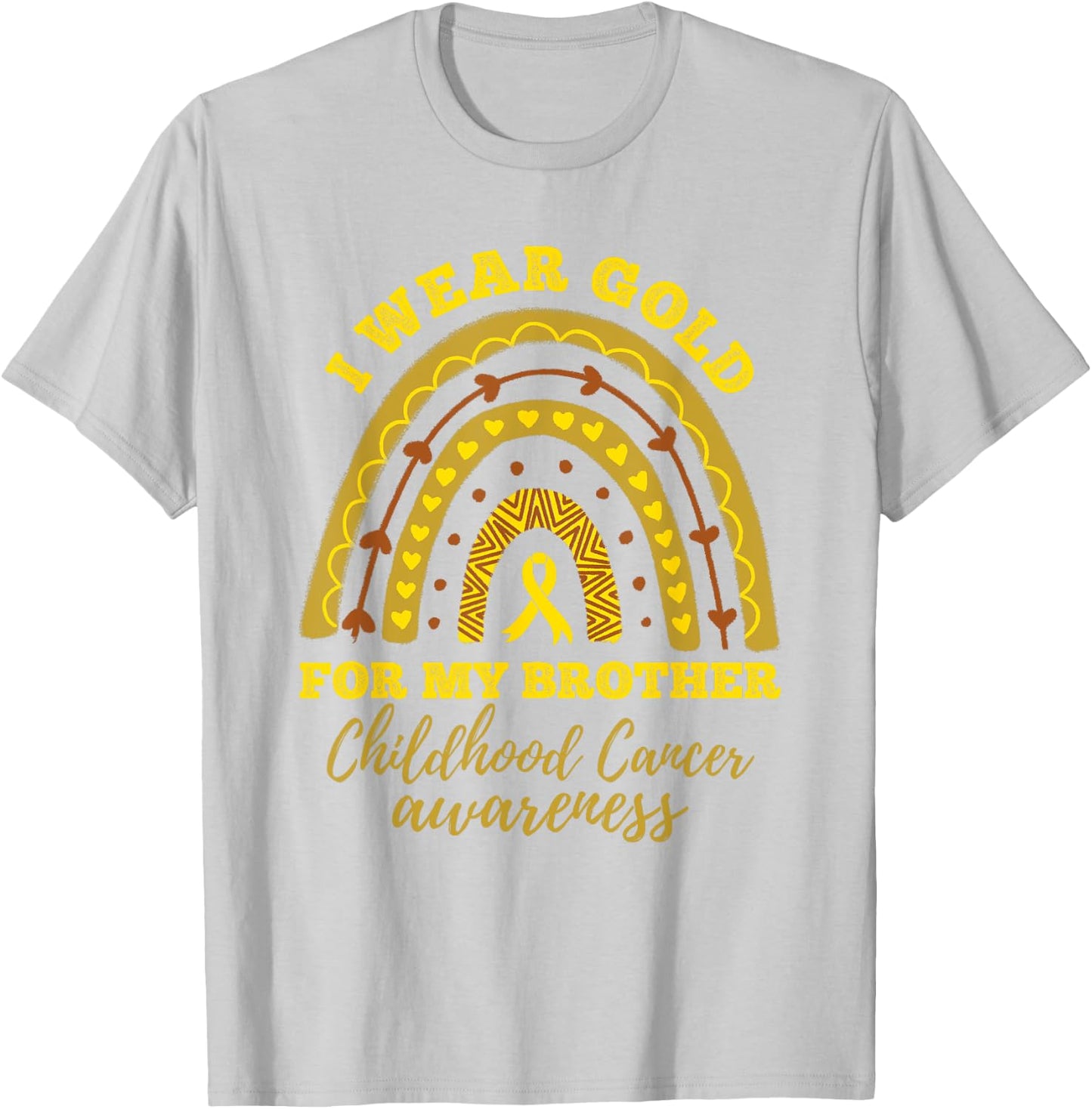 I Wear Gold For My Brother Childhood Cancer Awareness T-Shirt - T-Shirt | Ash