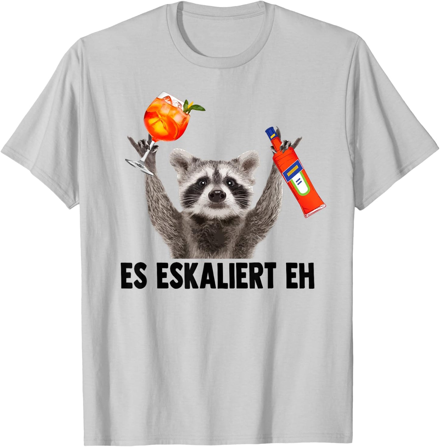 ES ESKALIERT EH X Raccoon Meme Racoon X Pedro Spritz , White T-Shirt - T-Shirt | Ash