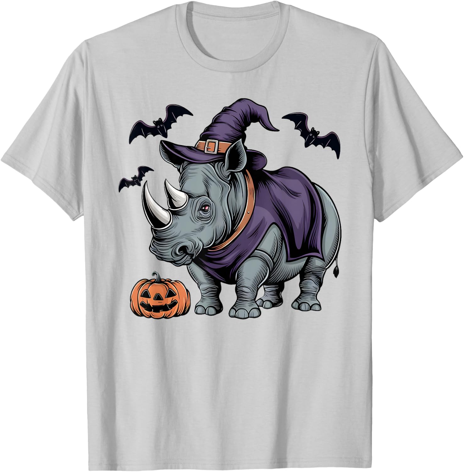 Rhino Halloween Costume Scary Pumpkin Bat Witch T-Shirt - T-Shirt | Ash