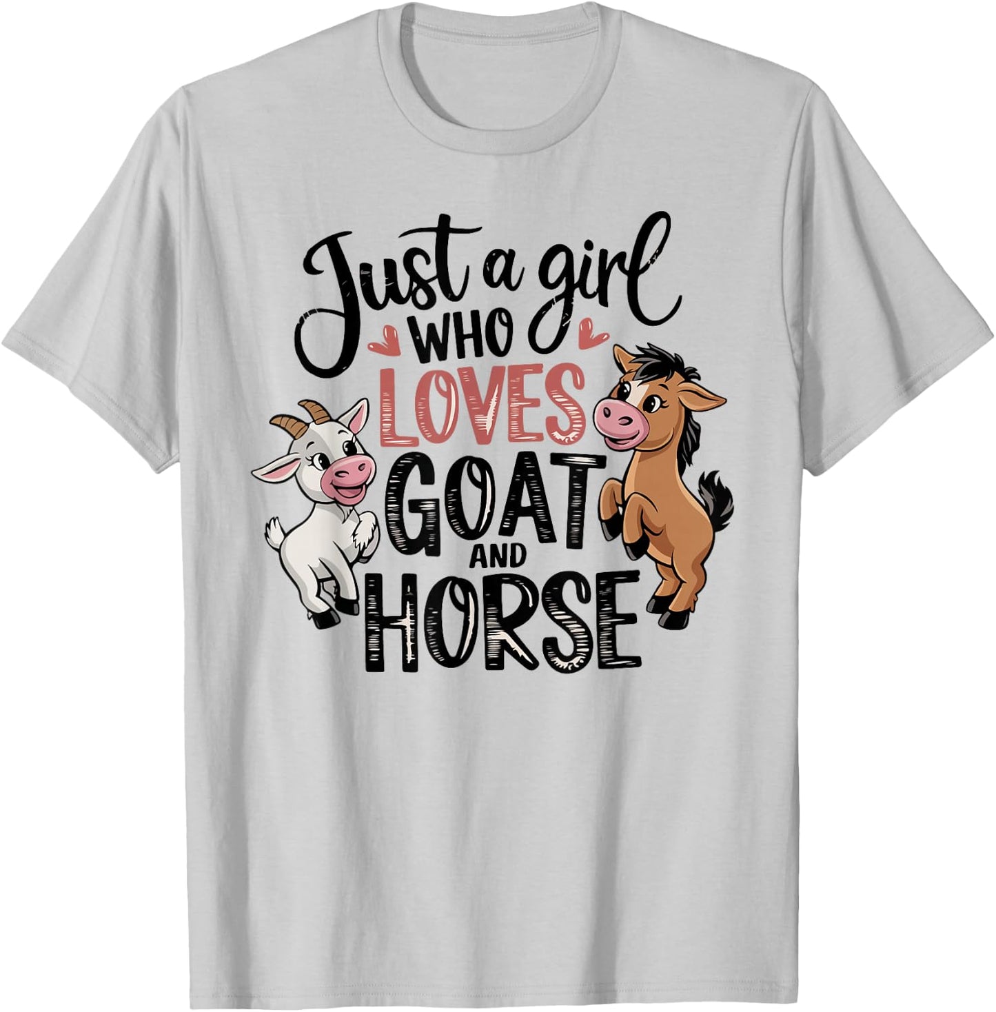 Just A Girl Who Loves Goat & Horse Farming Farmer Kids Girls T-Shirt - T-Shirt | Ash