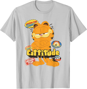 Garfield Cattitude , grey, S T-Shirt - T-Shirt | Ash
