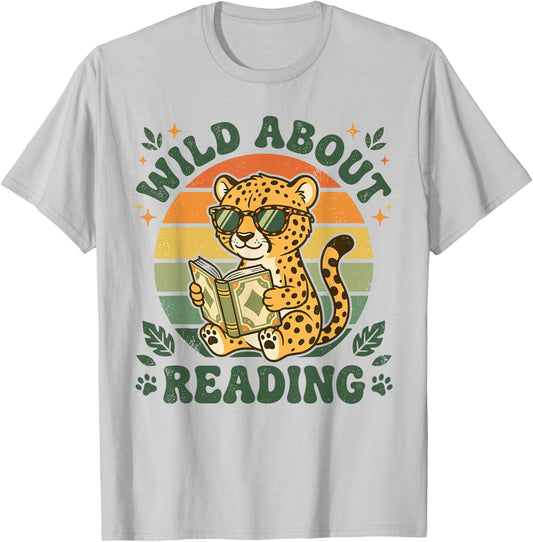 Leopard Animal Print Bookish Wild About Reading Cheetah Book T-Shirt - T-Shirt | Ash