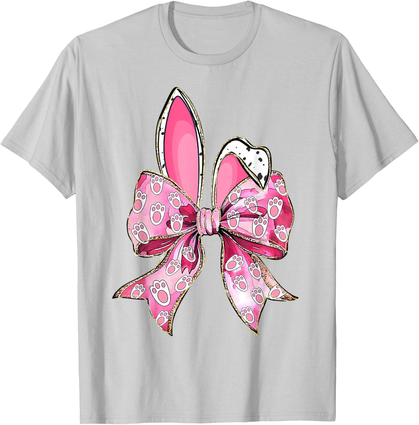 Happy Easter Bunny Coquette Bow Ears Girls Teen Women T-Shirt - T-Shirt | Ash