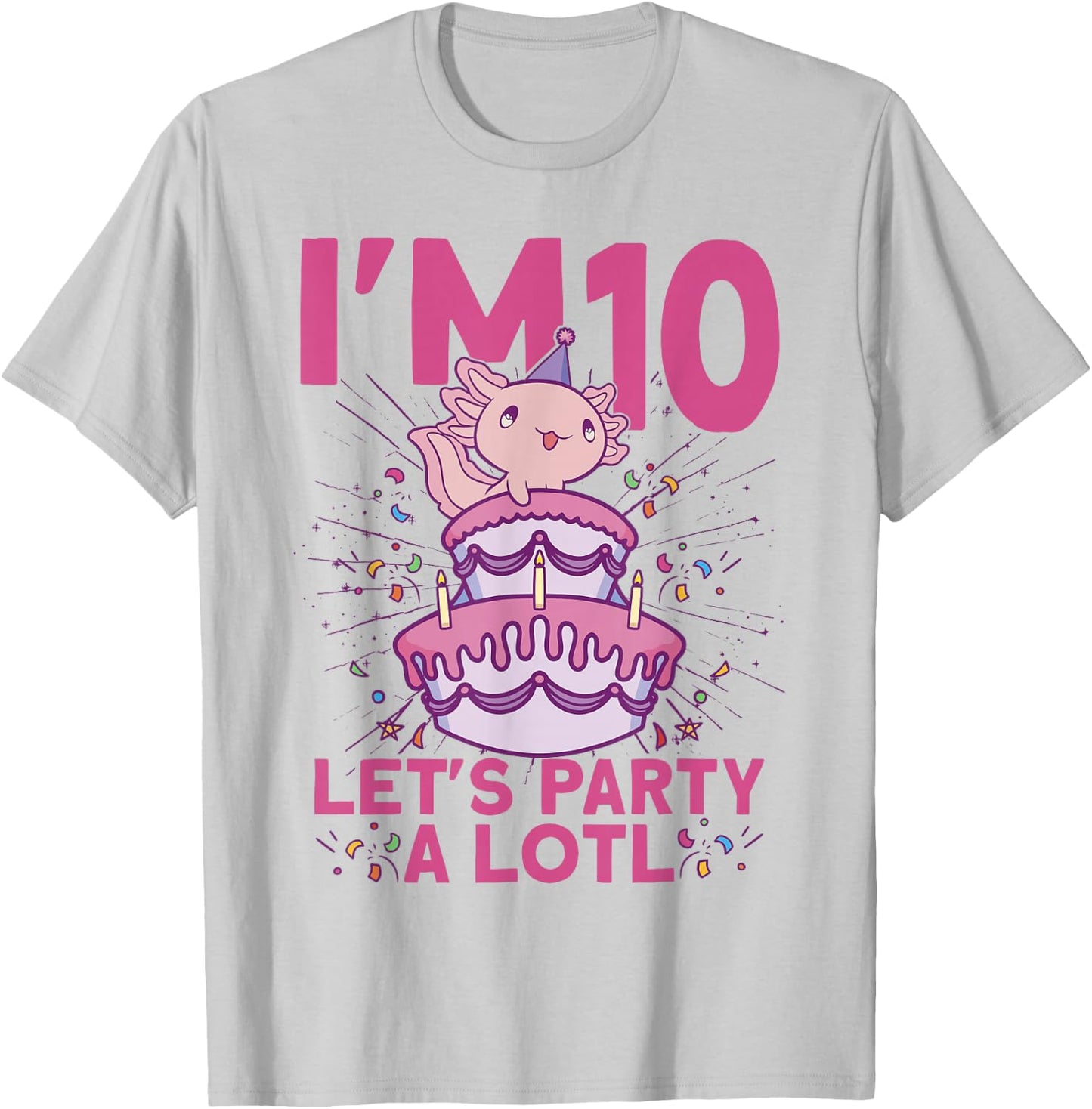 I'm 10 bday Axolotl party cute 10th Birthday Kids Axolotl T-Shirt - T-Shirt | Ash