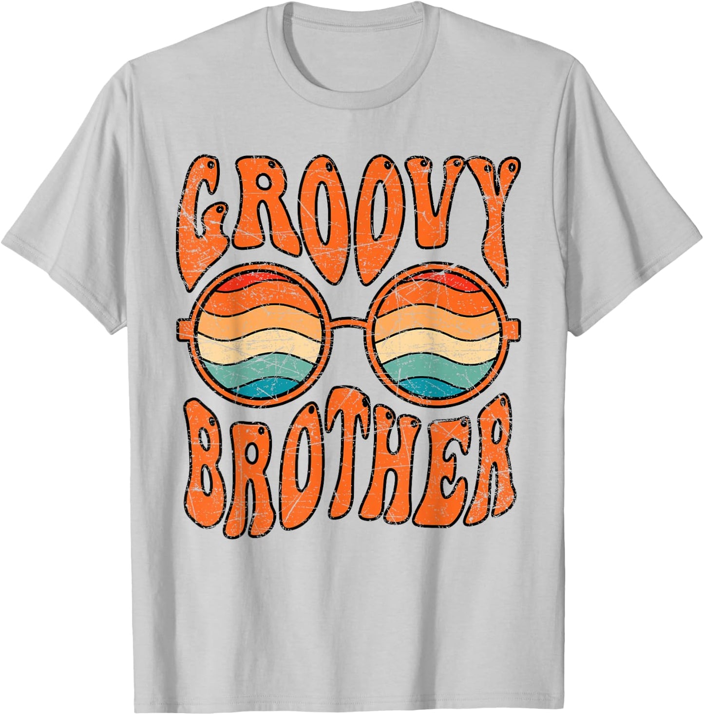 Groovy Brother 70s Aesthetic 1970's Retro Brother Hippie T-Shirt - T-Shirt | Ash