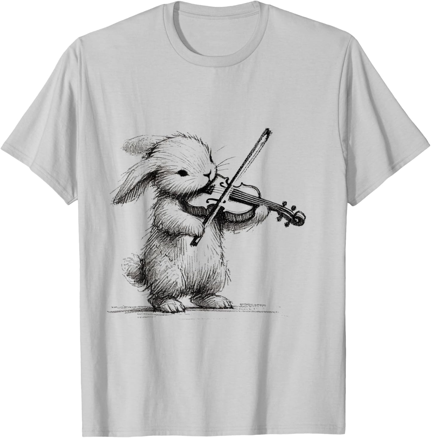 Bunny Playing Violin – Cute Musical Animal Art T-Shirt - T-Shirt | Ash