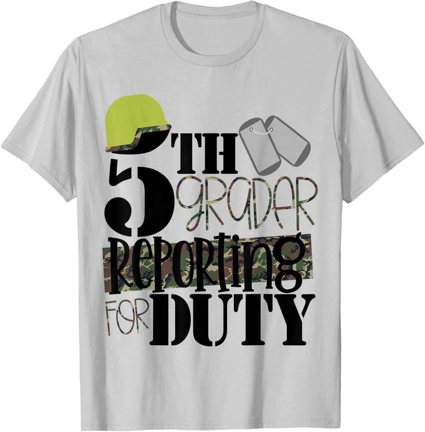 5th Grade Soldier Military Kids 1st Day School Camo T-Shirt - T-Shirt | Ash
