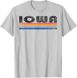 Vintage 1980s Style Iowa T-Shirt - T-Shirt | Ash