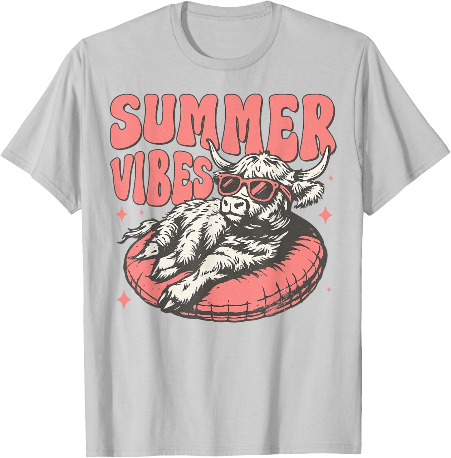 Funny Cow Summer Vibes Cow Summer Vibes T-Shirt - T-Shirt | Ash