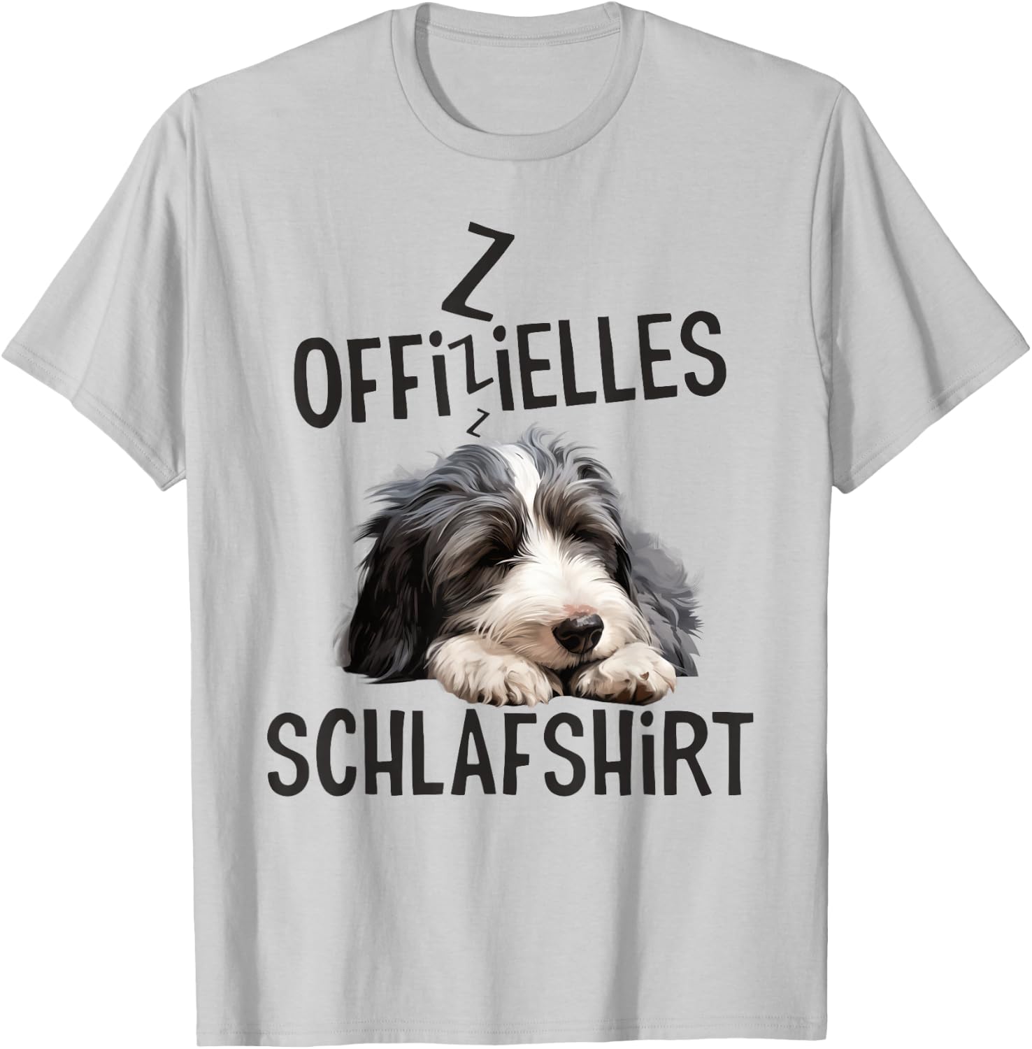 Official Sleepshirt Bearded Collie Dog Pyjamas , gray T-Shirt - T-Shirt | Ash