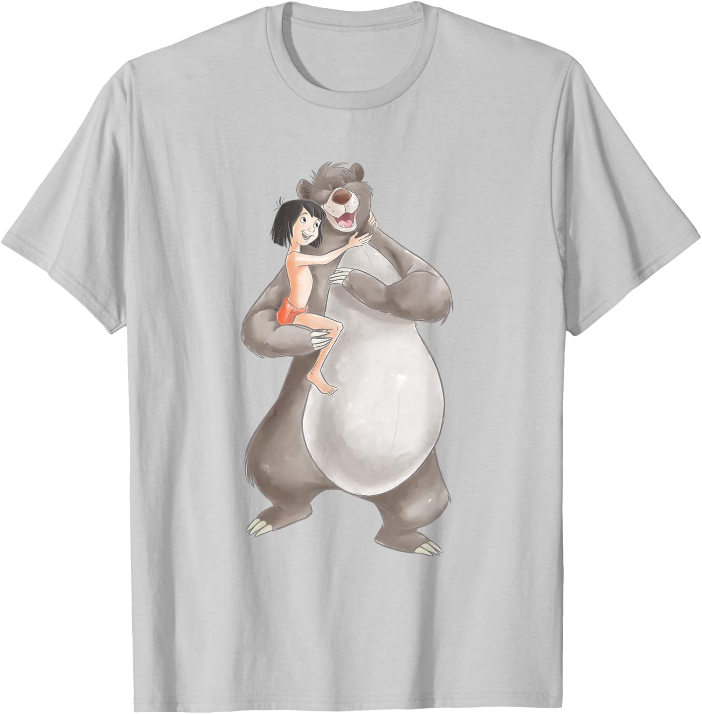 Jungle Book Watercolour Balu And Maugli , White T-Shirt - T-Shirt | Ash