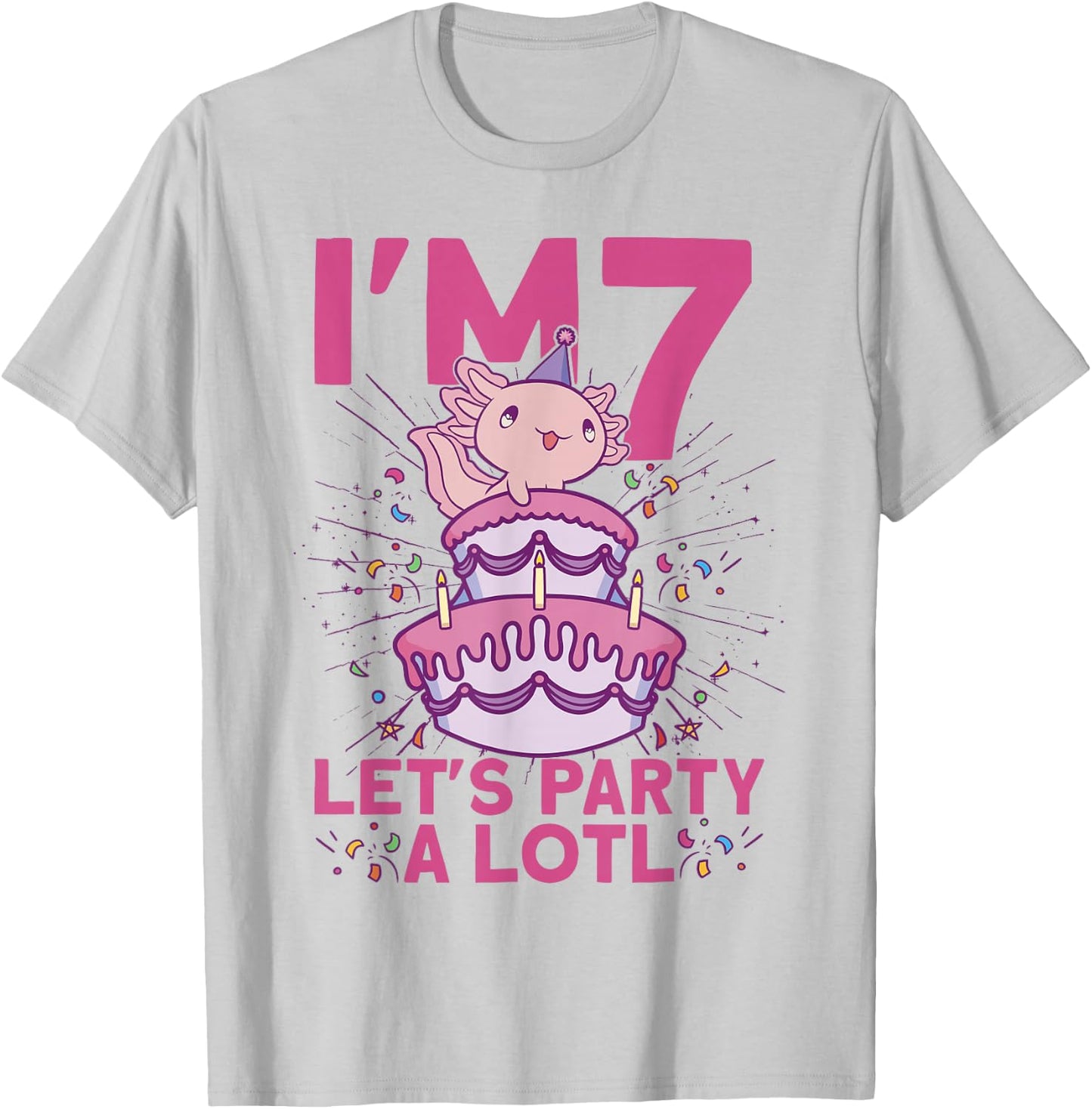 I'm 7 bday Axolotl party cute 7th Birthday Kids Axolotl T-Shirt - T-Shirt | Ash