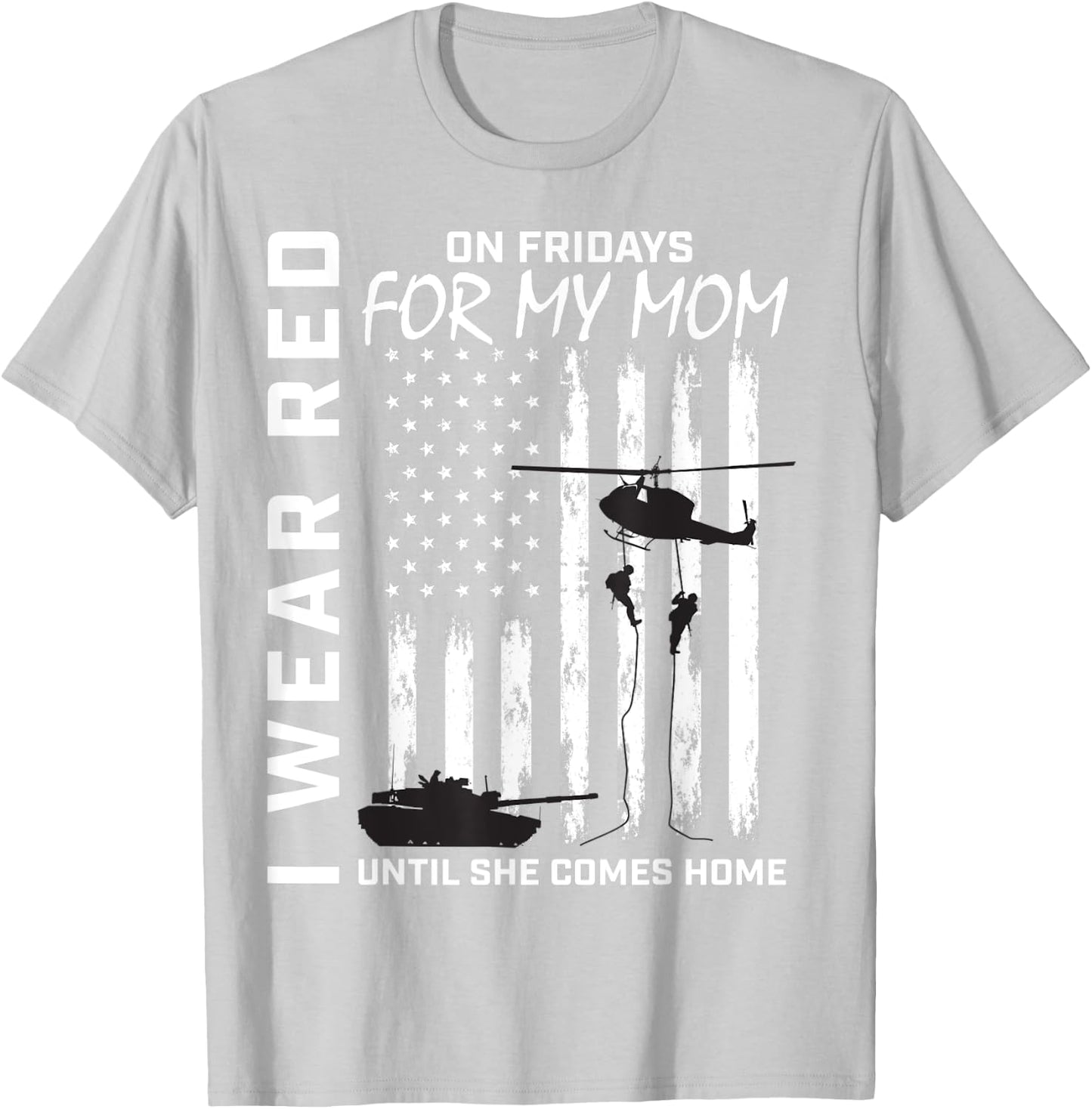 Deployed Mom Red Friday Military Support Our Troops USA Flag Kids Men T-Shirt - T-Shirt | Ash