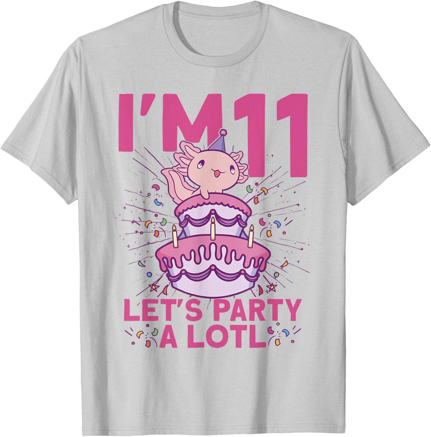 I'm 11 bday Axolotl party cute 11th Birthday Kids Axolotl T-Shirt - T-Shirt | Ash