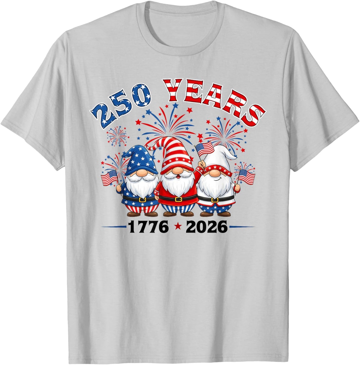 250 Years 250th Anniversary USA Patriotic 4th of July Gnome T-Shirt - T-Shirt | Ash