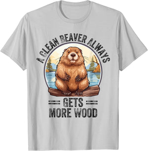 Funny Vintage A Clean Beaver Always Gets More Wood T-Shirt - T-Shirt | Ash