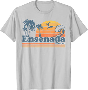 Ensenada Mexico Beach Summer Vacation Sun Vintage 70's Retro T-Shirt - T-Shirt | Ash
