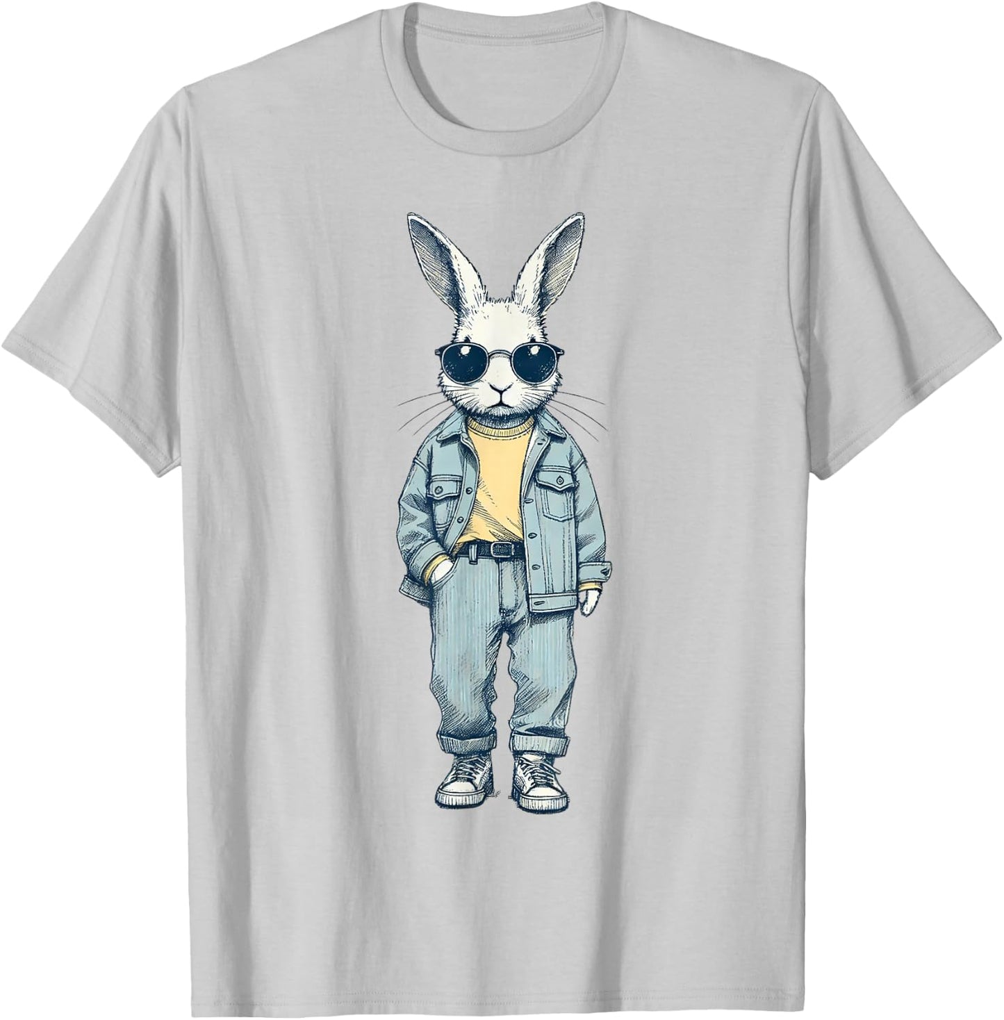 Boys Easter Shirt Bunny Rabbit with Sunglasses Kids T-Shirt - T-Shirt | Ash