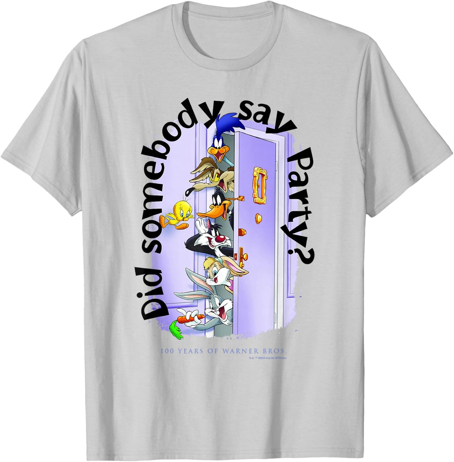 WB 100 Looney Tunes Group Shot Friends Party Iconic Portrait T-Shirt - T-Shirt | Ash