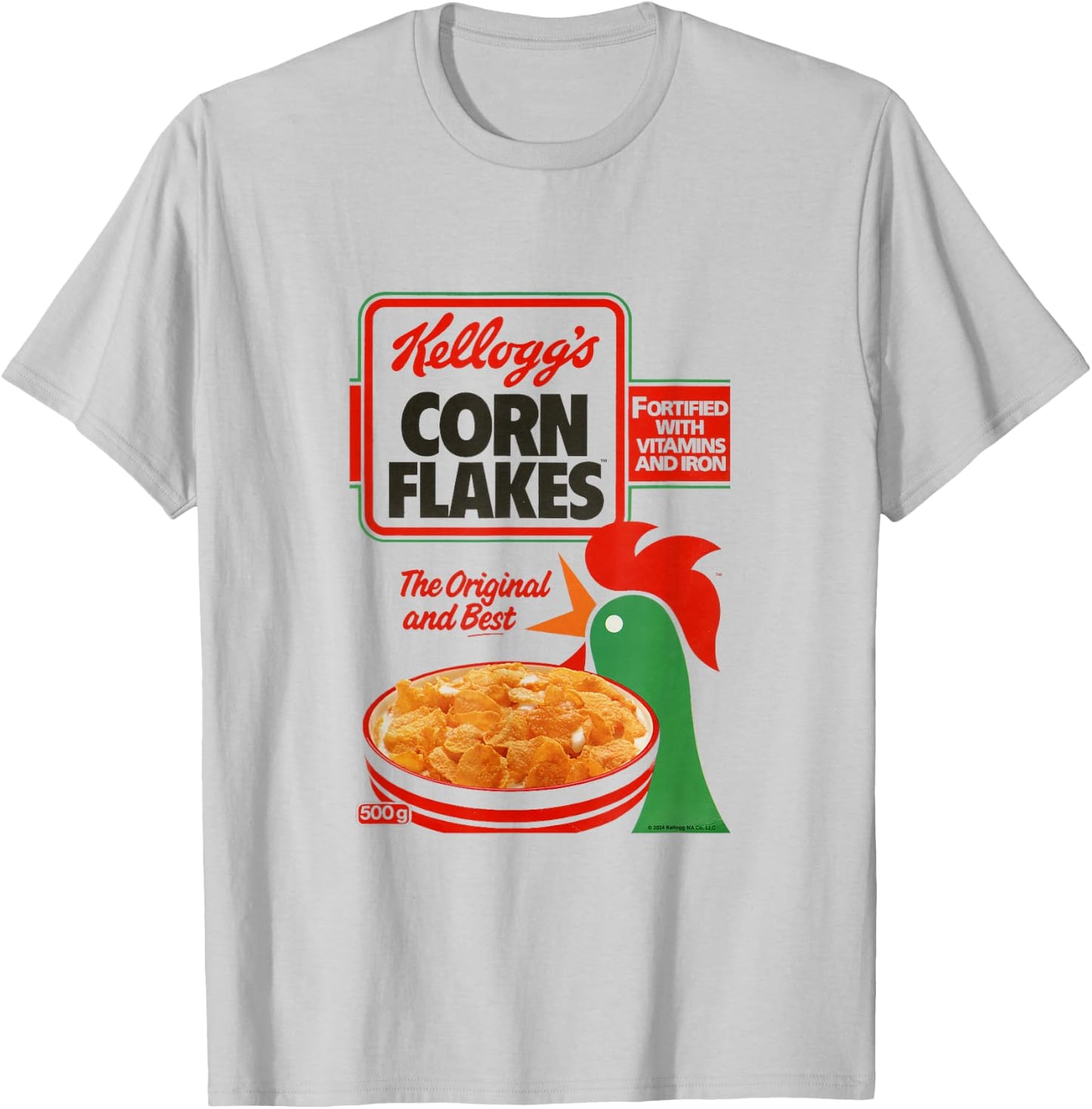 Kellogg's Corn Flakes Breakfast Cereal Box Art 1983 , white, S T-Shirt - T-Shirt | Ash