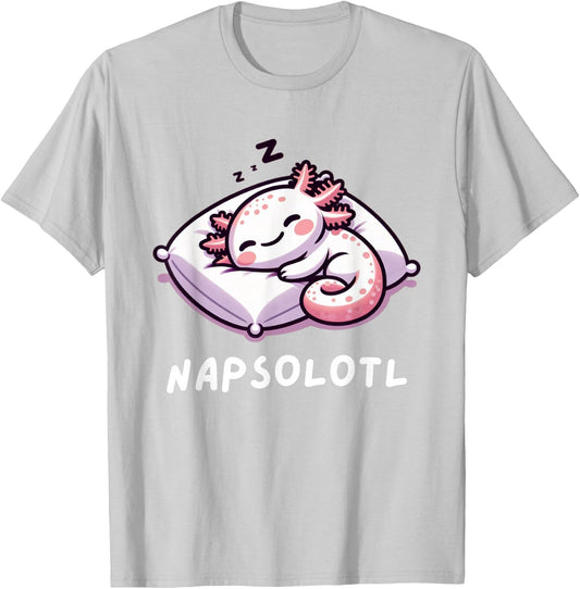 Napsolotl Sleeping Axolotl Lazy Anime Kawaii Funny T-Shirt - T-Shirt | Ash