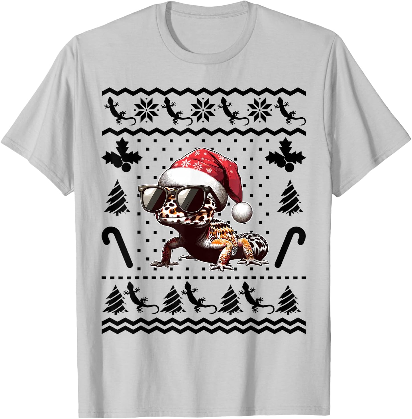 Funny Leopard Gecko Christmas Xmas Reptile Lovers Lizard T-Shirt - T-Shirt | Ash