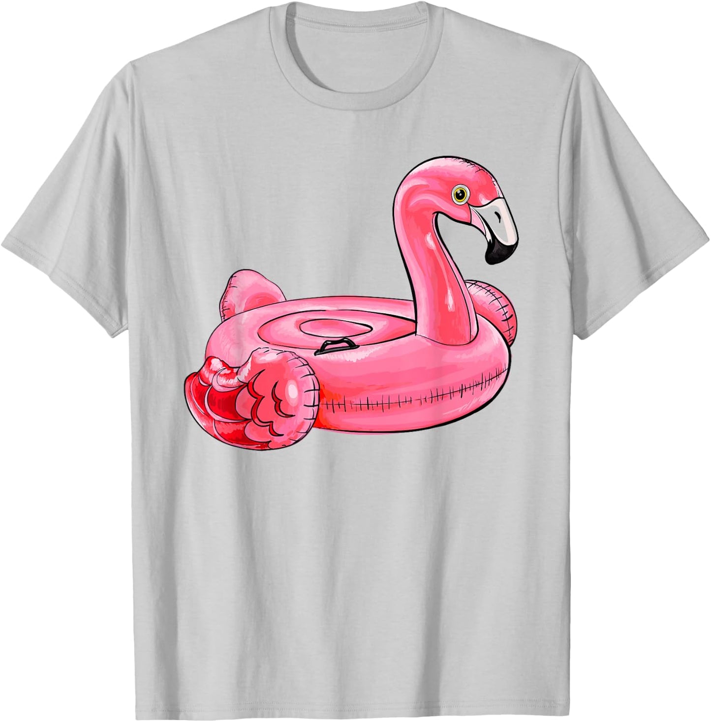 Colorful Flamingo Pool Float Tropical Summer T-Shirt - T-Shirt | Ash
