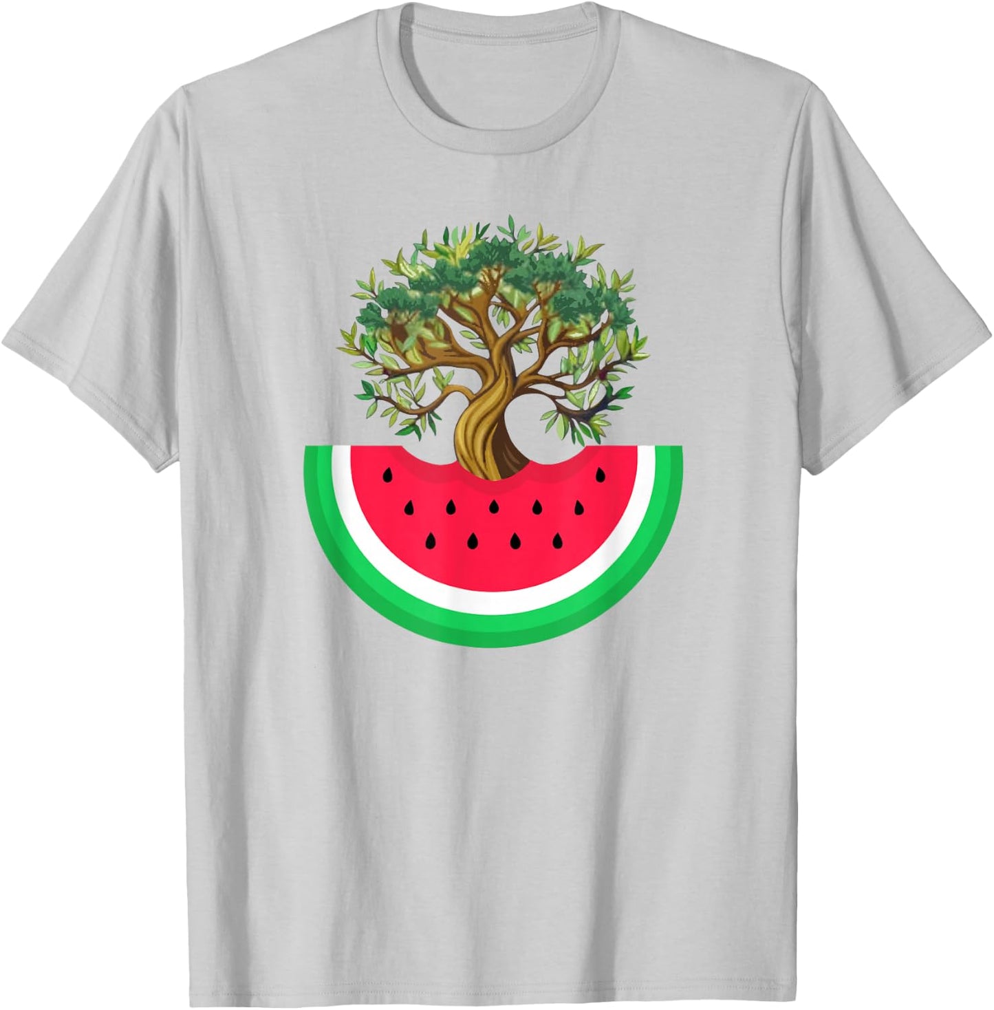 Palestine Watermelon Palestinian Olive Freedom for Palestine , Blue, S T-Shirt - T-Shirt | Ash