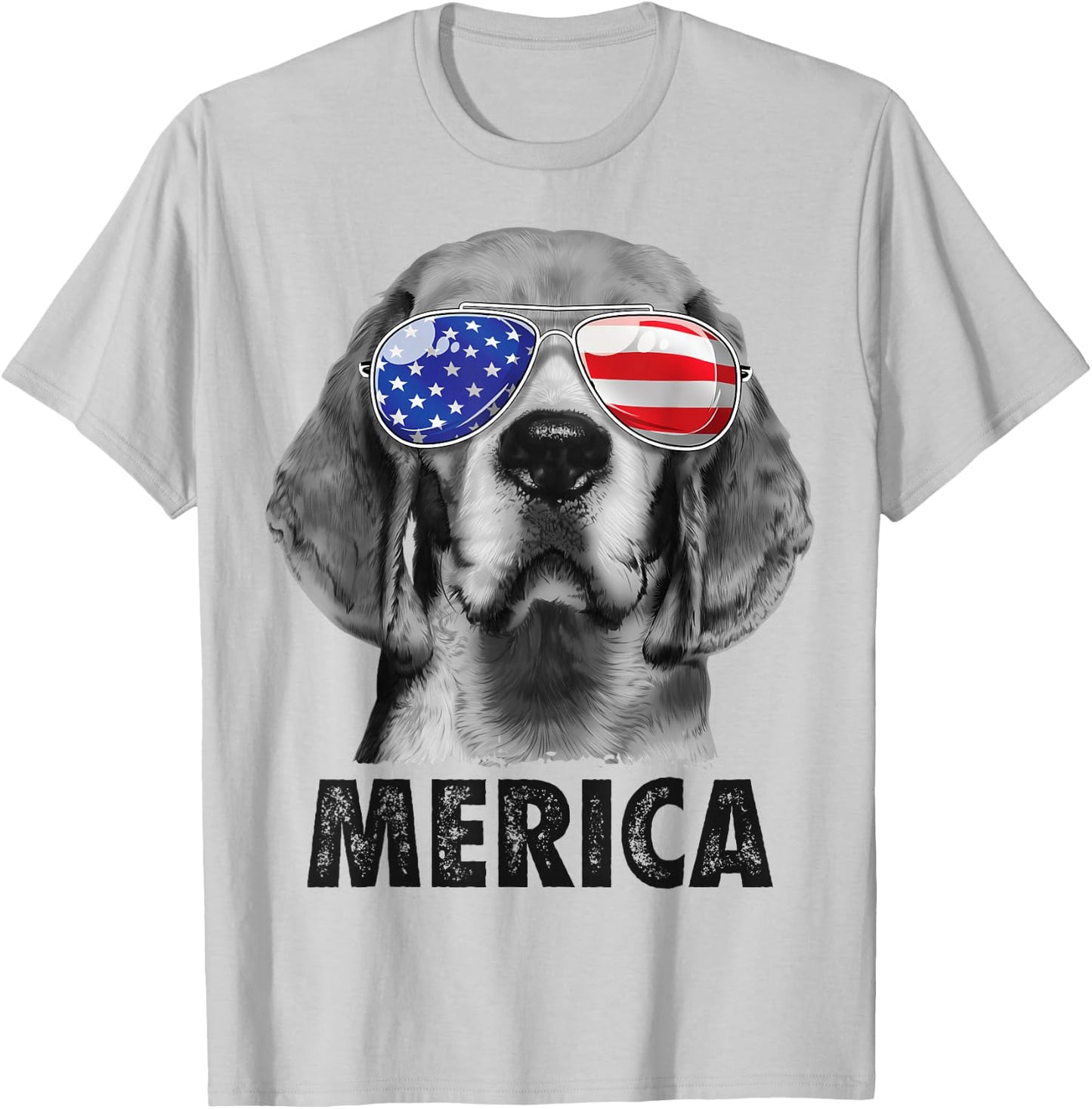Beagle 4th of July Merica Sunglasses Men USA American Flag T-Shirt - T-Shirt | Ash