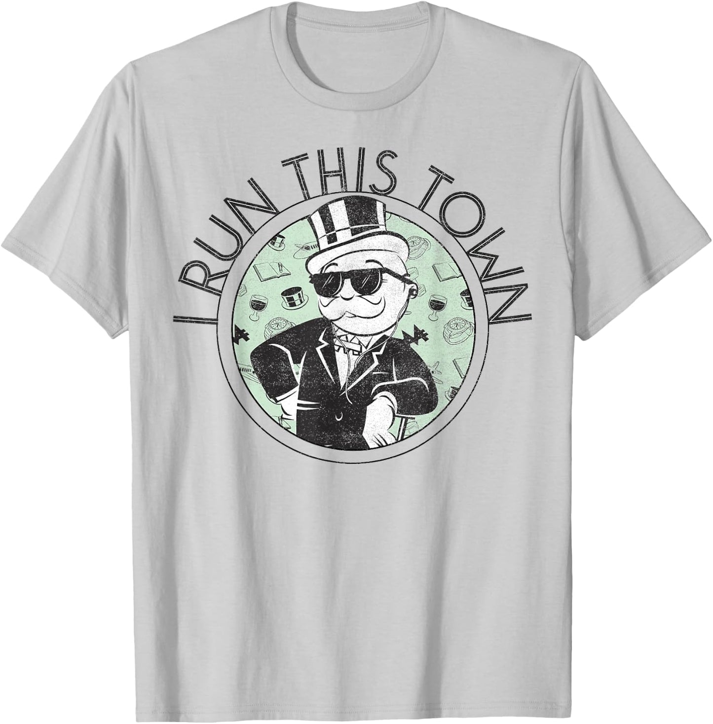 Monopoly Man I Run This Town Vintage Logo T-Shirt - T-Shirt | Ash