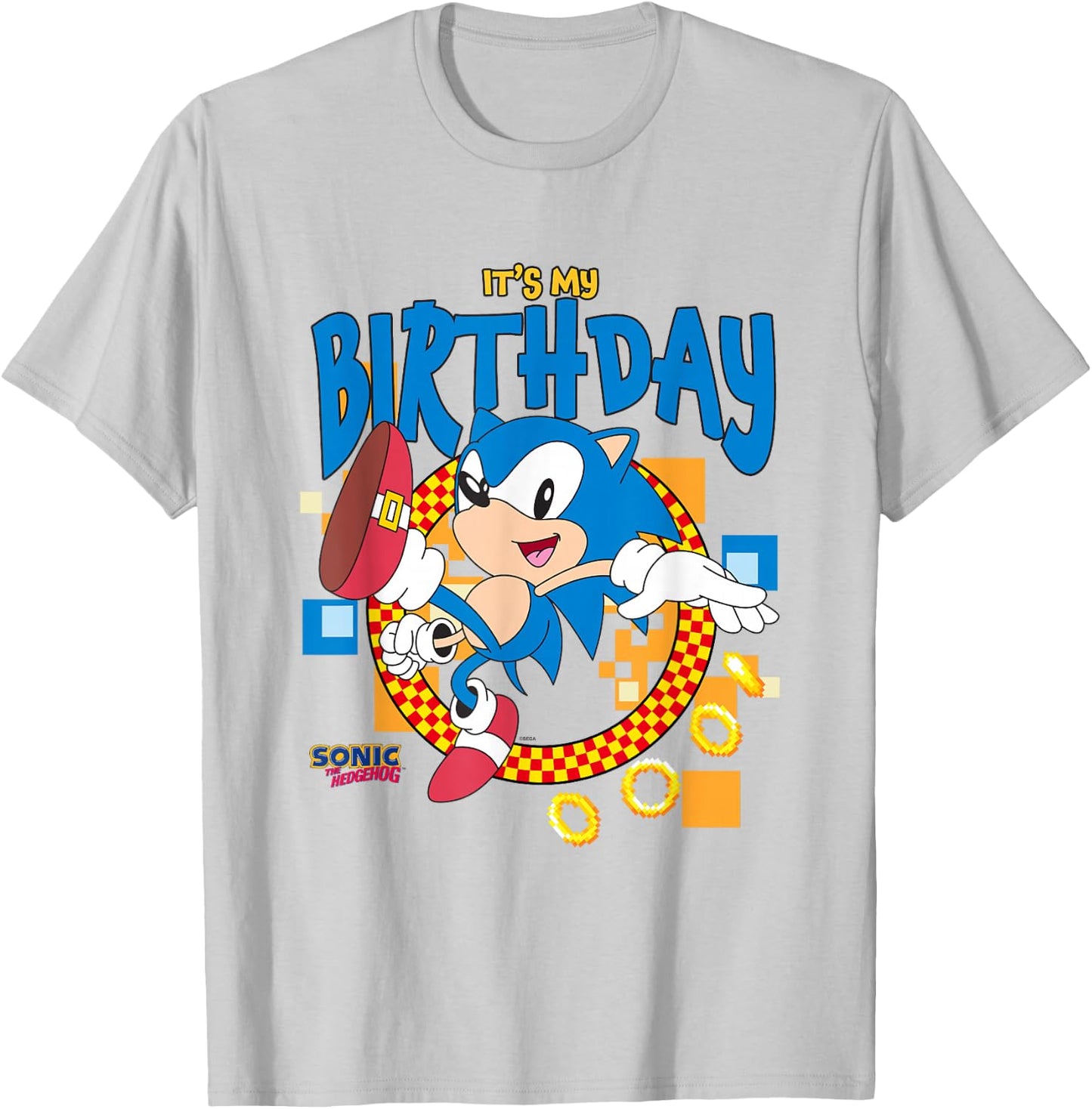 Sonic The Hedgehog Birthday It's My Birthday Cheering Sonic T-Shirt - T-Shirt | Ash