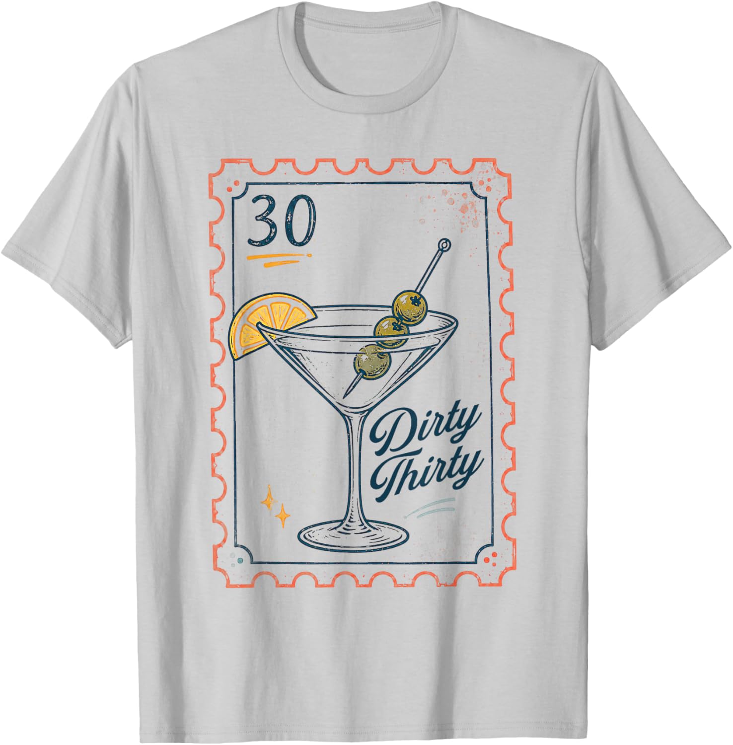 30th Birthday Queen Drinking Lover Martini Dirty A Thirty T-Shirt - T-Shirt | Ash