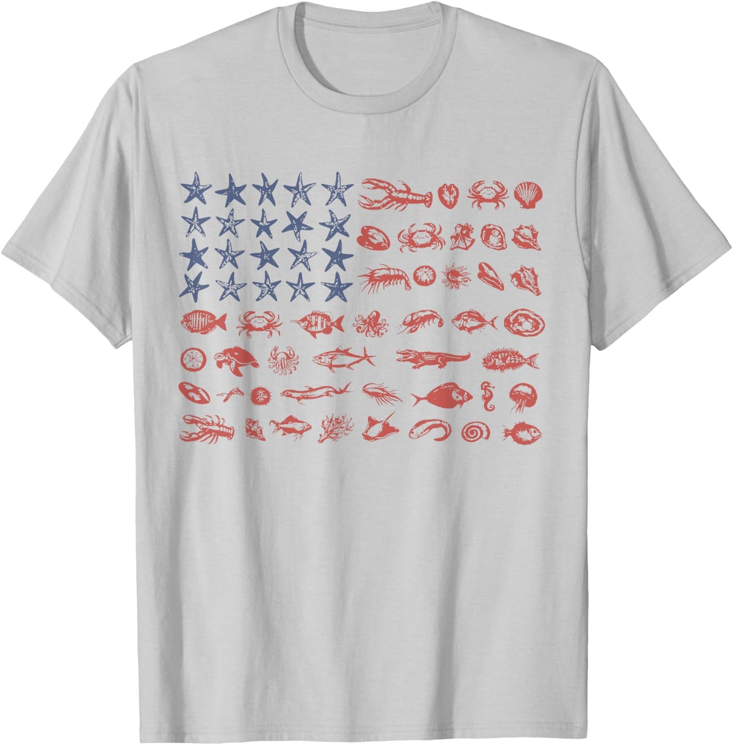 Seashell USA Flag America 250th Anniversary 4th of July T-Shirt - T-Shirt | Ash